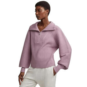 Varley Reid Half Zip Knit Pullover Sweater Smokey Grape Pink Size XS